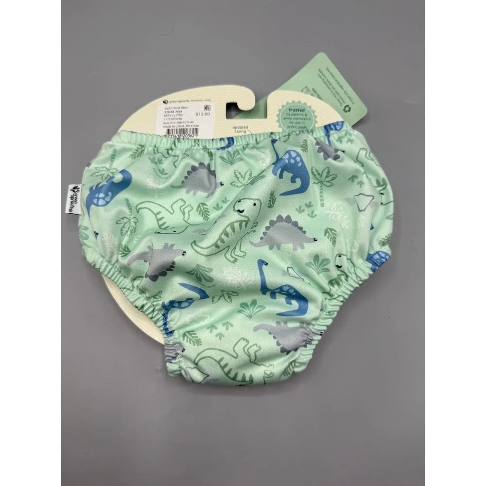 Green‎ Sprouts Eco Pull-Up Swim Diaper 18M 22-25lb Dinosaur UPF 50+ Reusable New